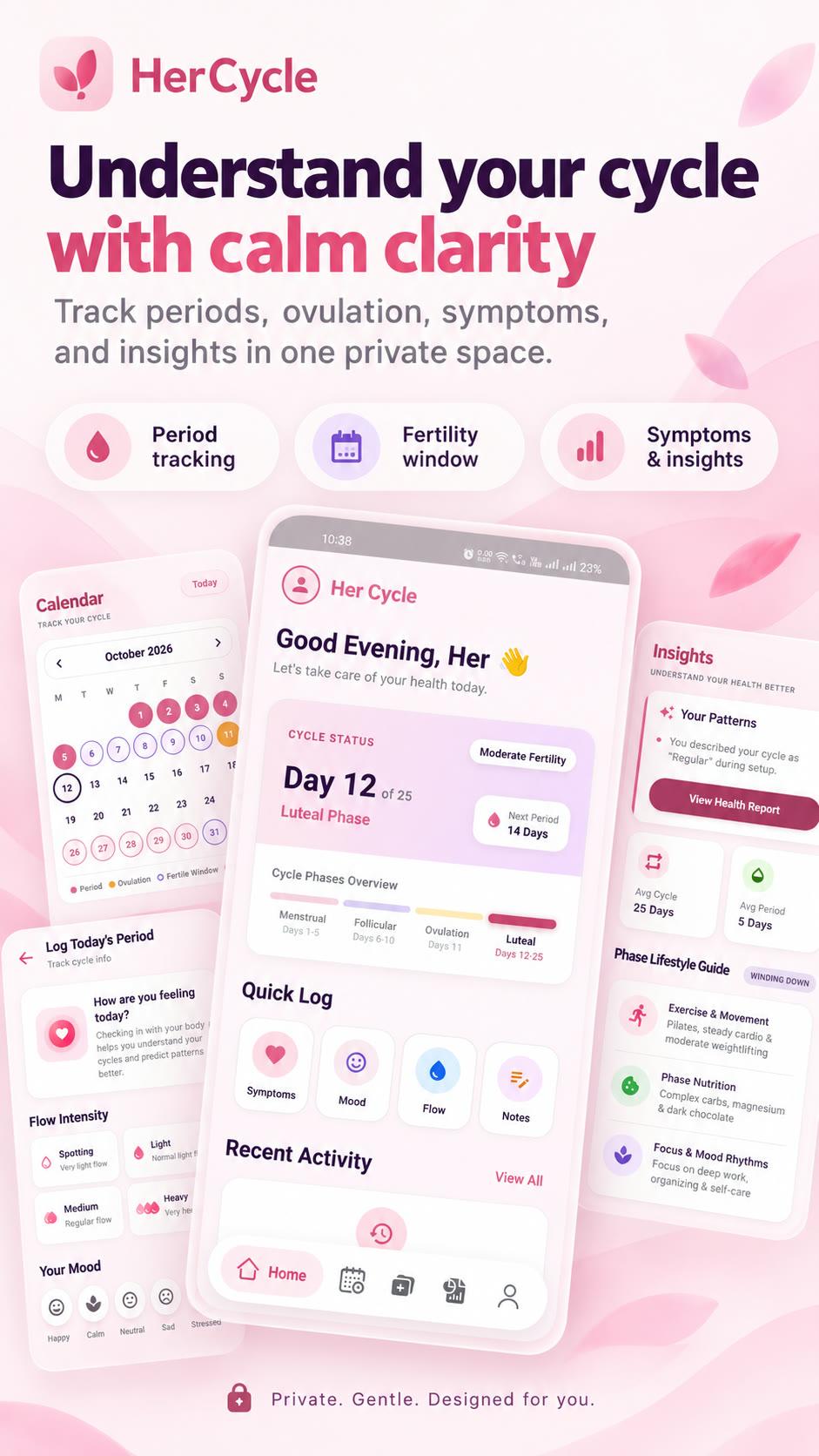 Period Cycle Tracker: HerCycle store screenshot 1